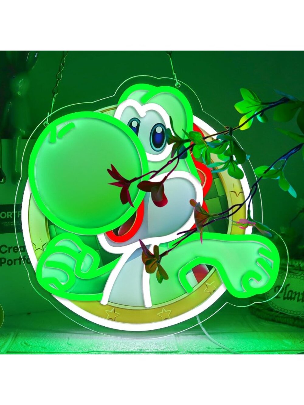 Anime Neon Sign Acrylic Green Dinosaur Dimmable Led Light Art Theme Lightup Sign